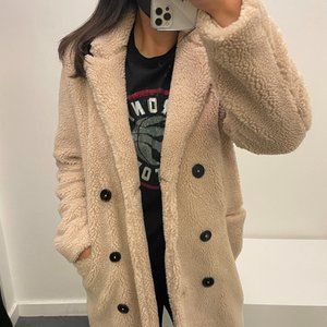 NWT ZADIG&VOLTAIRE MINT DOUBLE BUTTON TEDDY FLEECE COAT WHCL0609F SZ LARGE